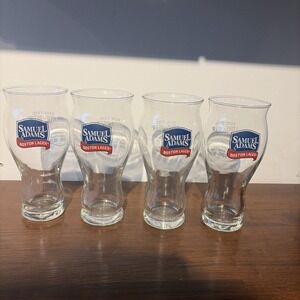 4 Samuel Sam Adams Boston Lager "For The Love of Beer" Pint Glasses 6.5" Tall